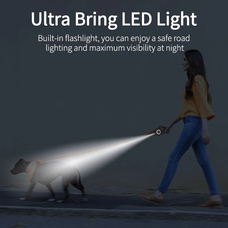 Hundesnor med udtræk og LED Lys.